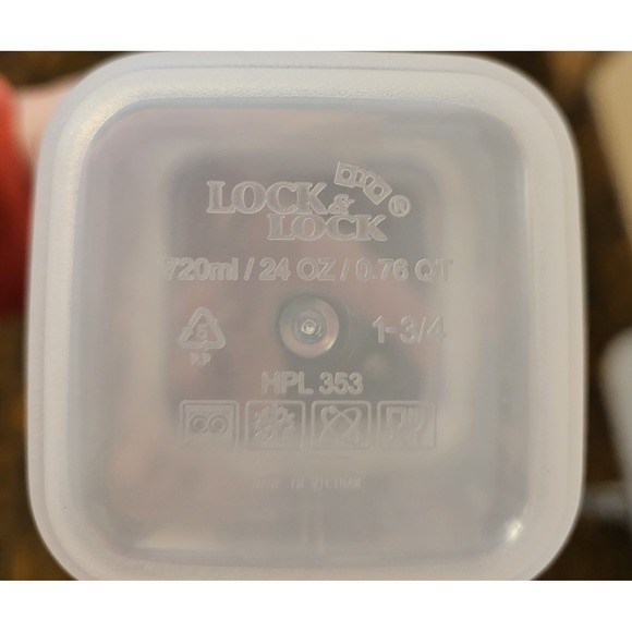 Lock&Lock Red Snap On Lids Plastic Set Of 3 Food Storage Containers - Picture 5 of 5